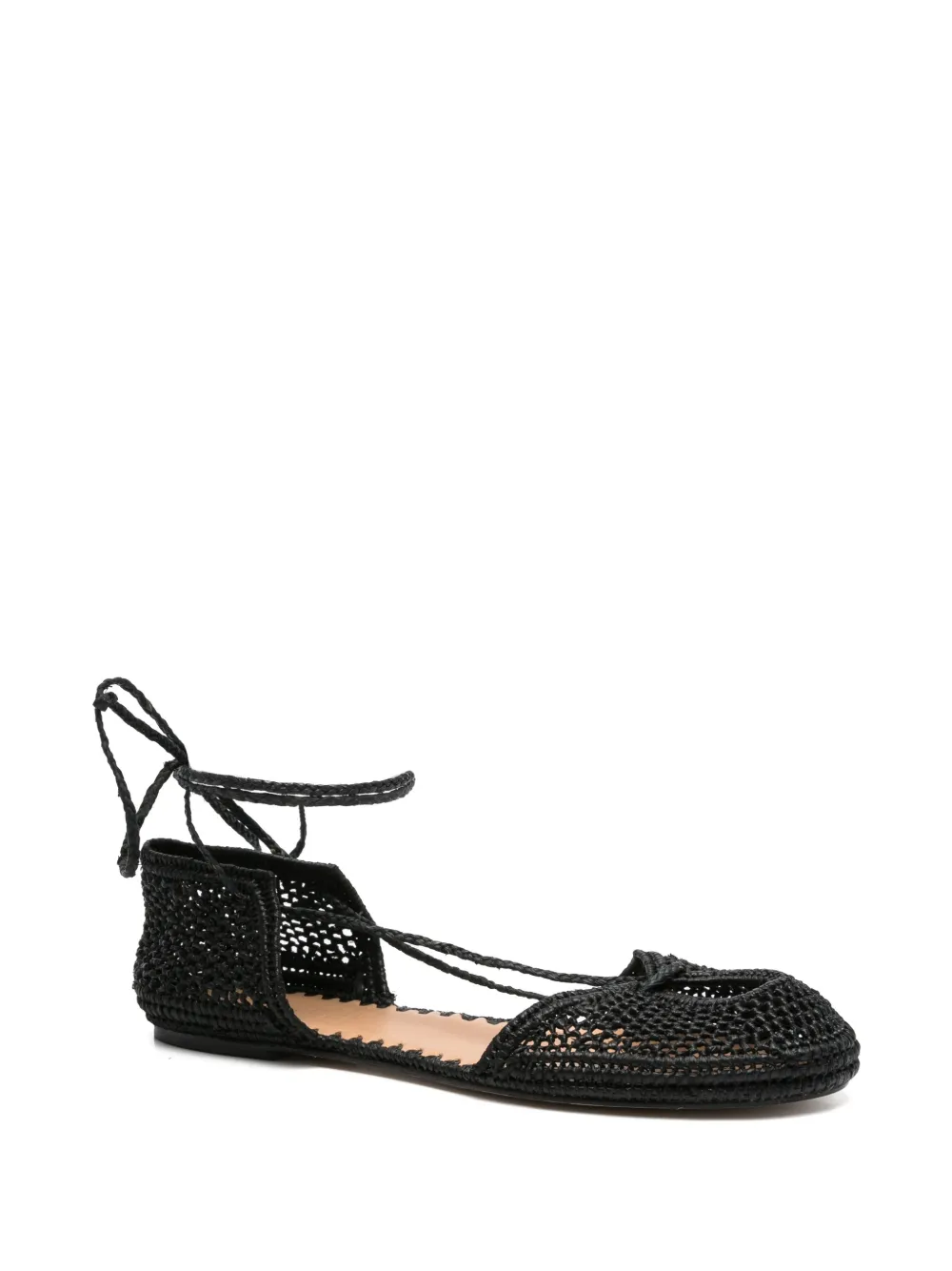 ODISSI woven tie-fastening ballet flats Zwart