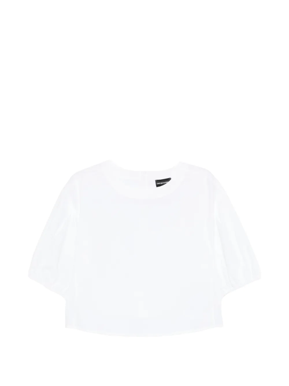 Emporio Armani cropped puff-sleeve blouse - Bianco