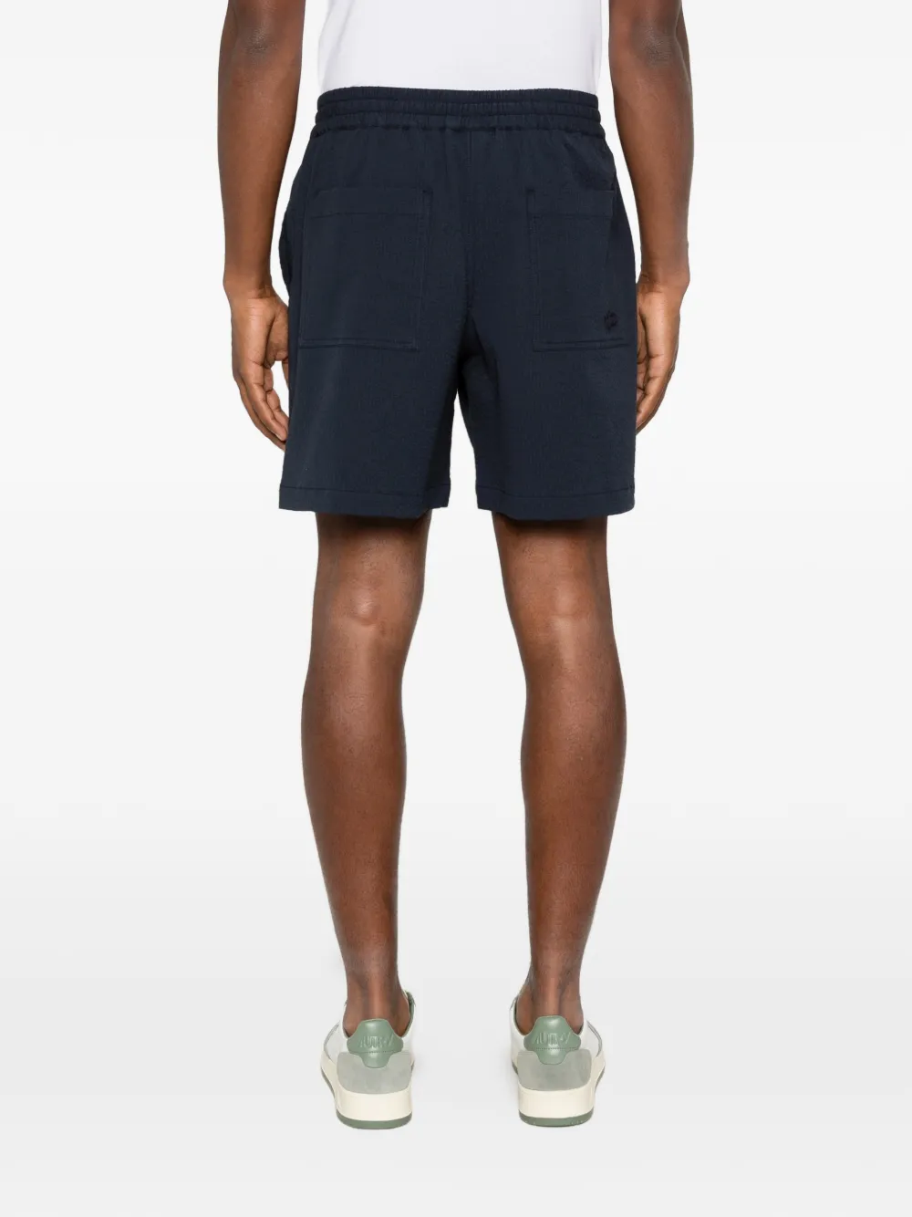 Maison Kitsuné Seersucker shorts met trekkoord Blauw