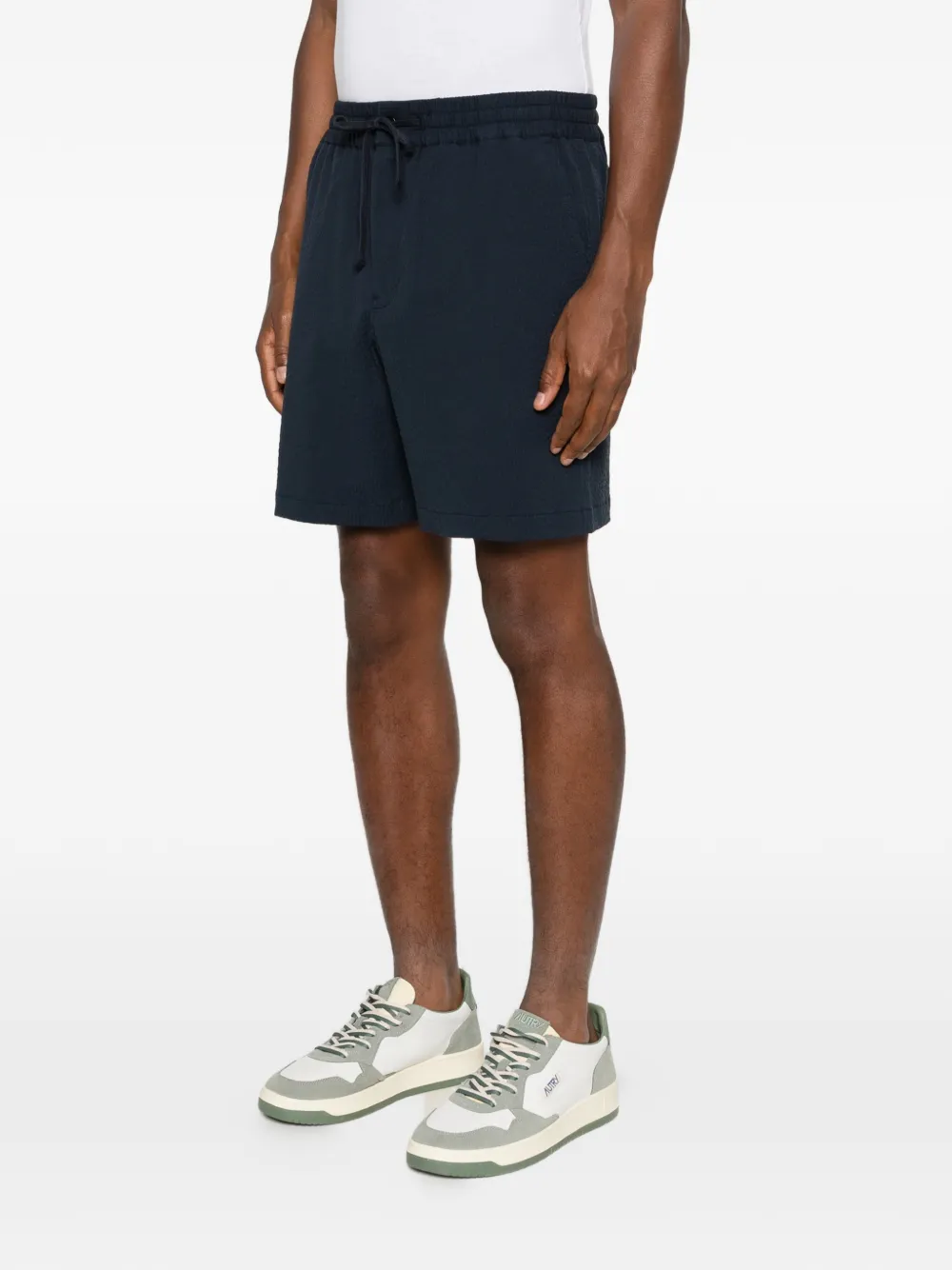 Maison Kitsuné Seersucker shorts met trekkoord Blauw