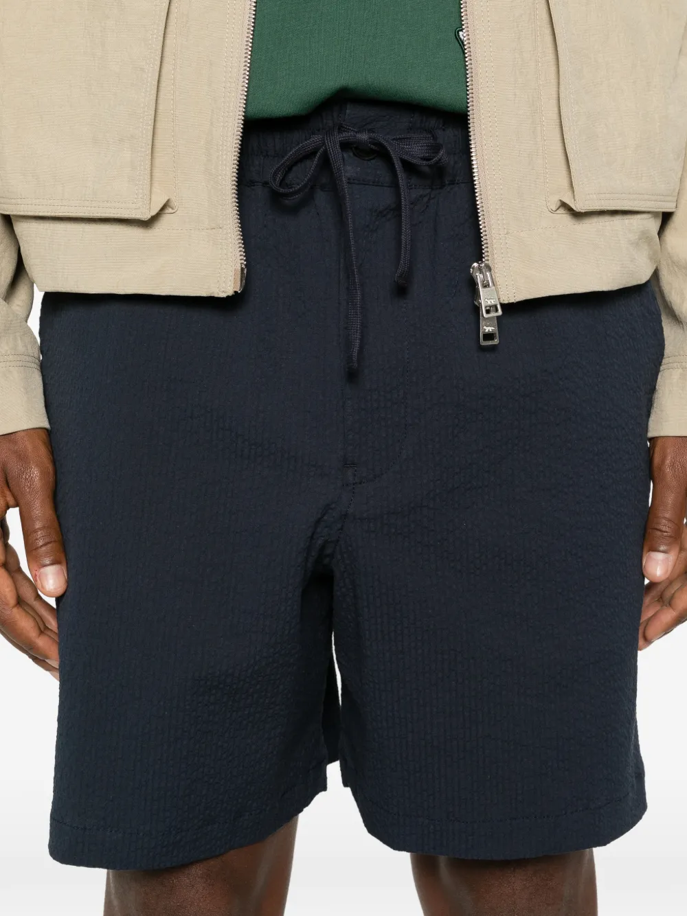 Maison Kitsuné Seersucker shorts met trekkoord Blauw
