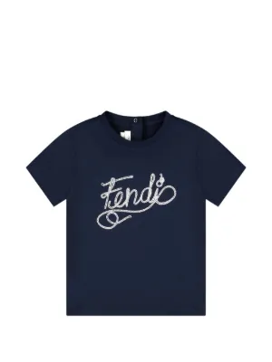 Fendi Kids logo-print T-shirt | Blue | FARFETCH