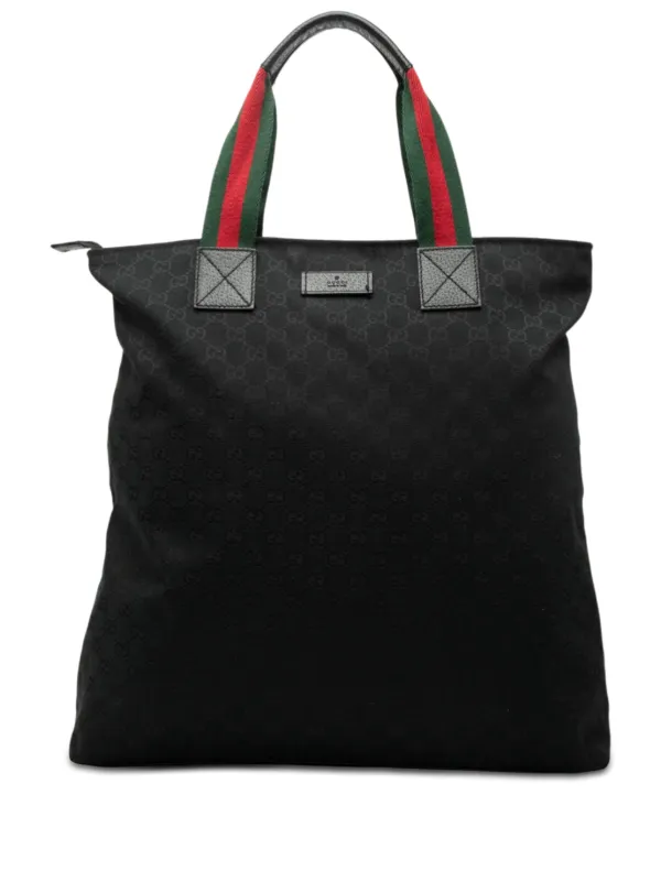 Gucci Pre-owned 2000-2015 GG Canvas Web Vertical Tote Bag in Black