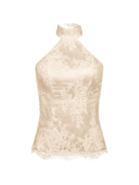 ALEXIA & ANTONIA embellished lace halter top