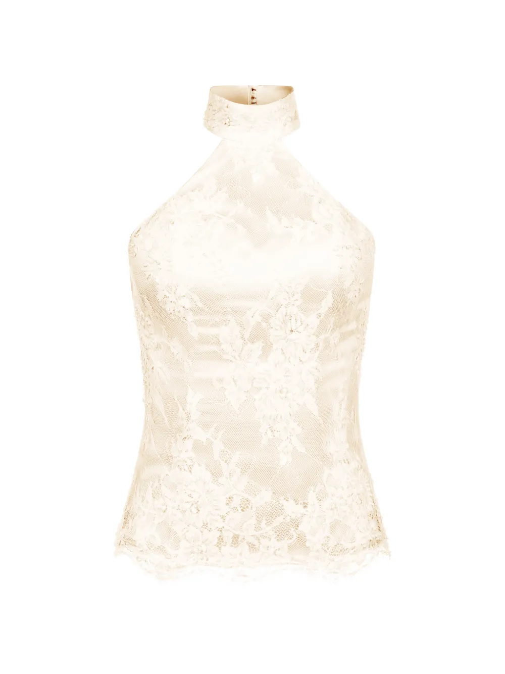 ALEXIA & ANTONIA embellished lace halter top - Toni neutri
