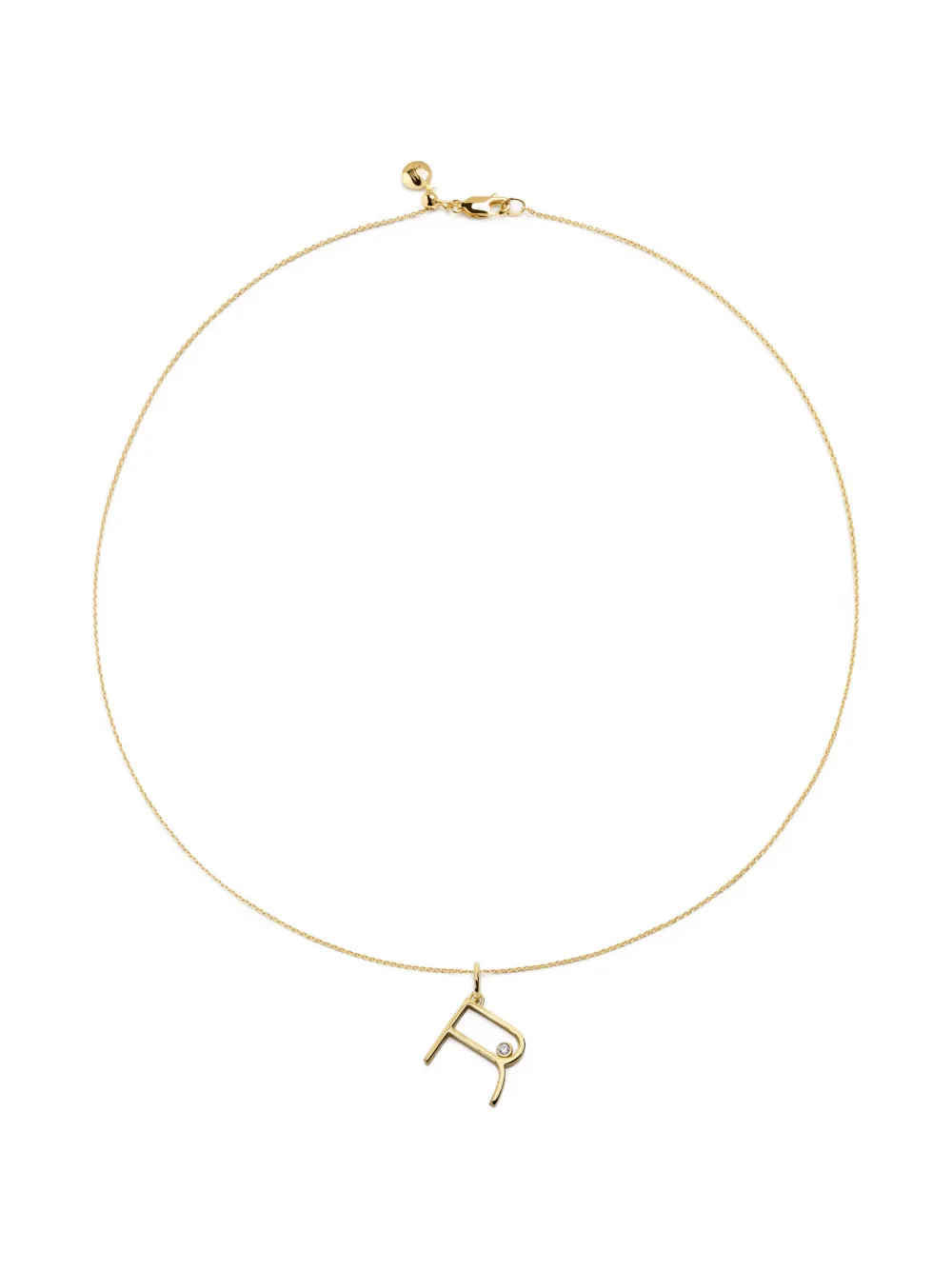 Monica Vinader solitaire diamond initial R pendant - Oro