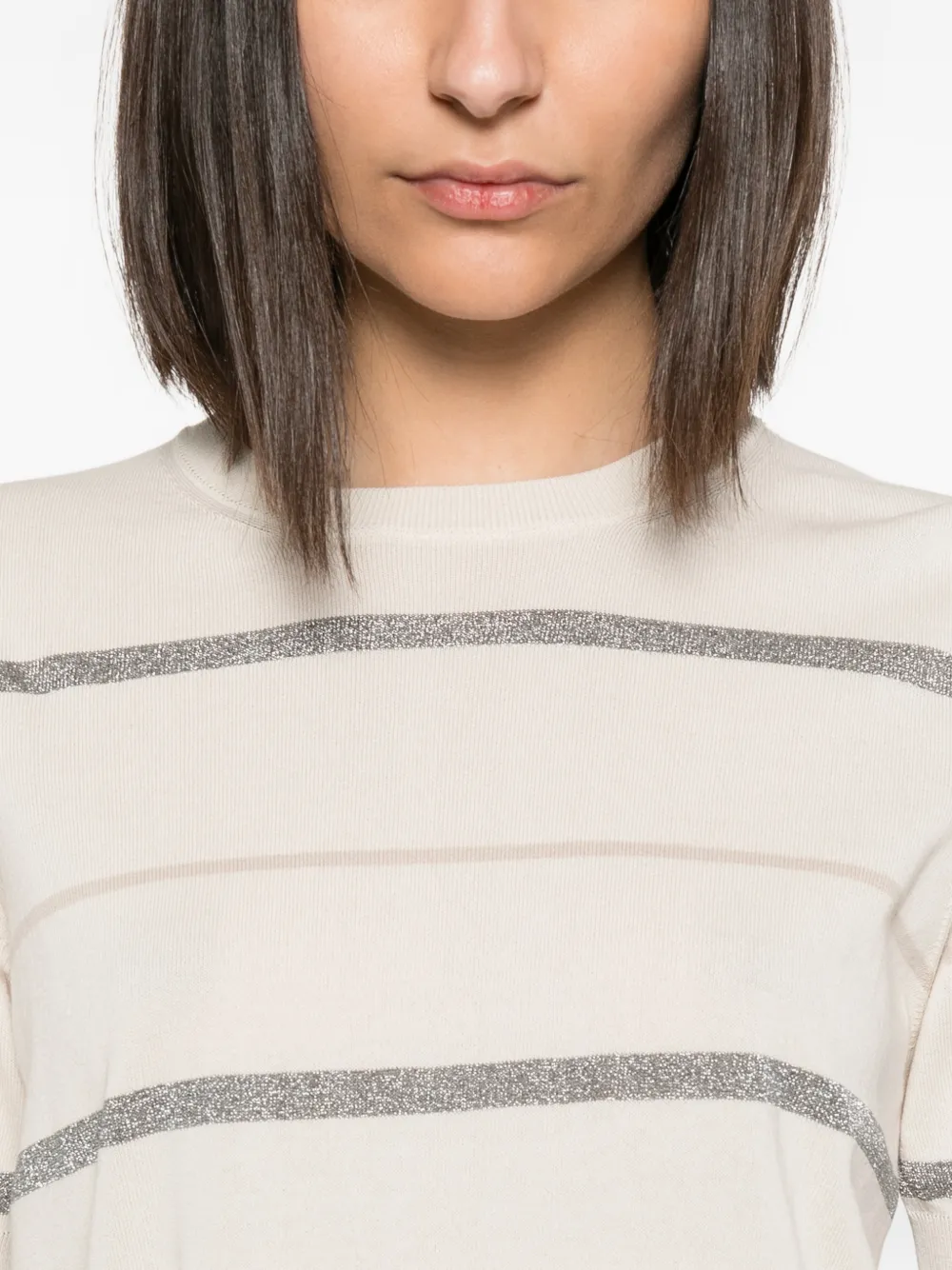 Peserico Gestreept T-shirt Beige