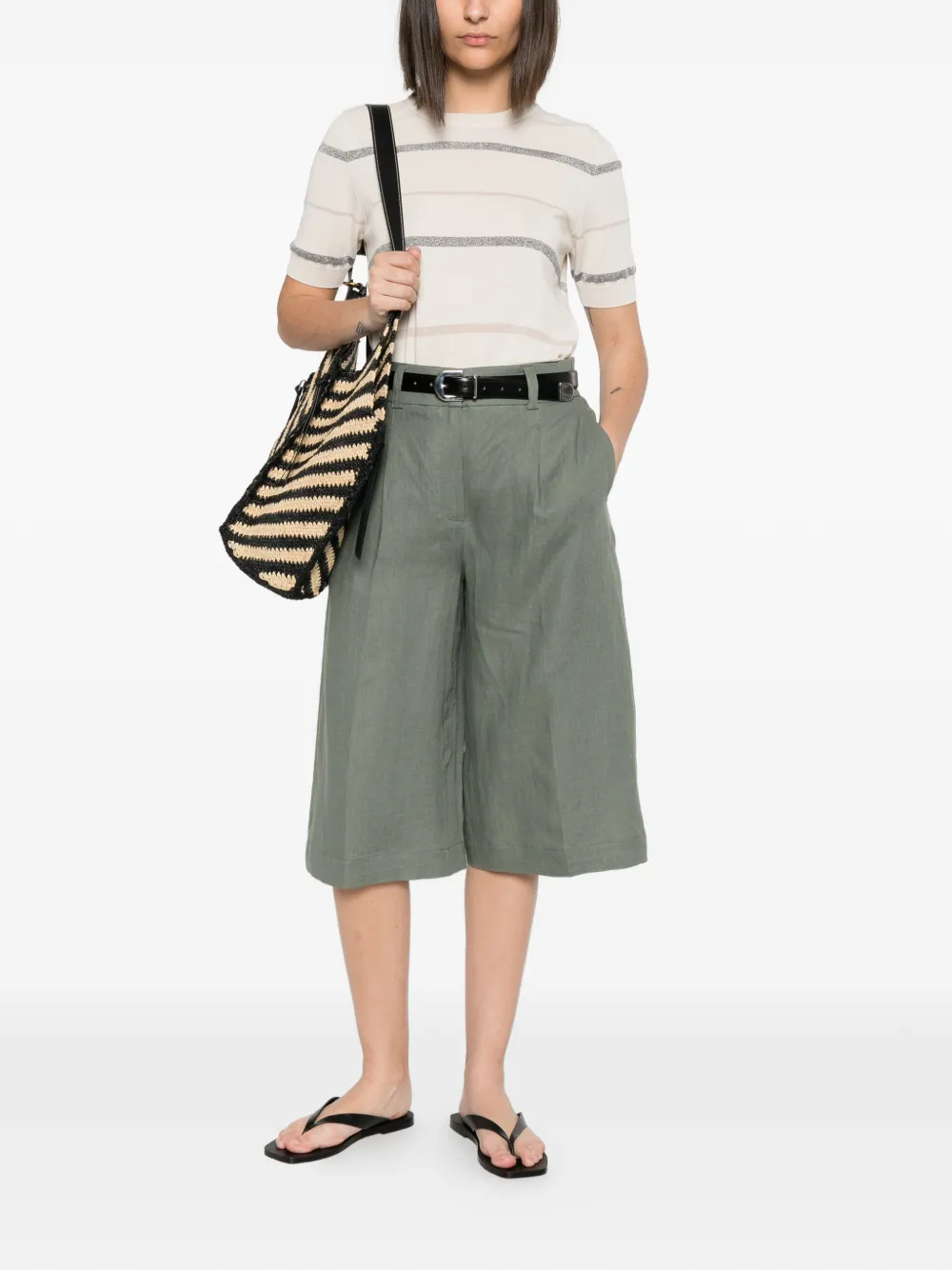 Peserico Gestreept T-shirt Beige
