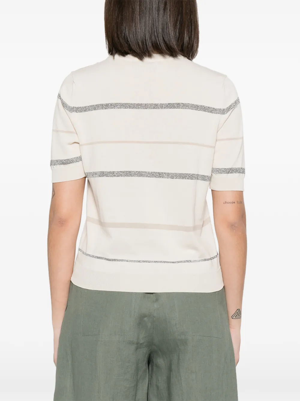 Peserico Gestreept T-shirt Beige