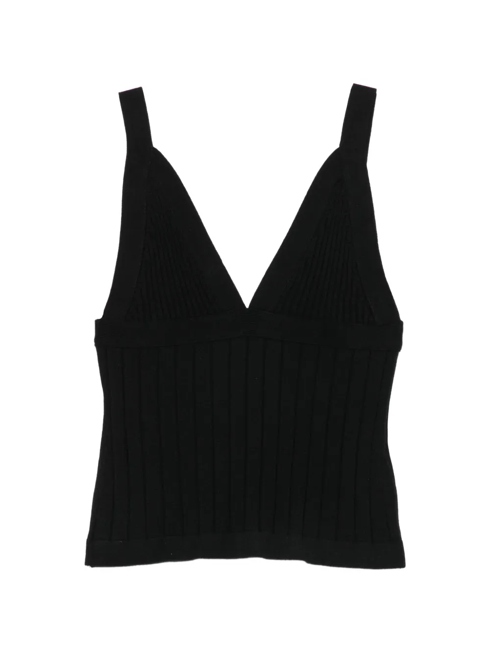 Pence Jean Ribbed-knit V-neck Tank Top In Black