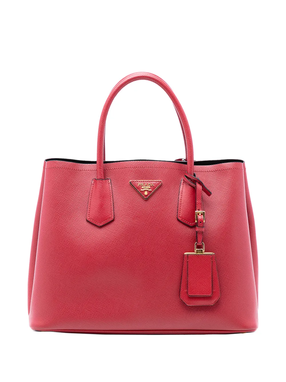 Prada Pre-Owned 2010-2026 Medium Saffiano Cuir Double satchel - Rosso