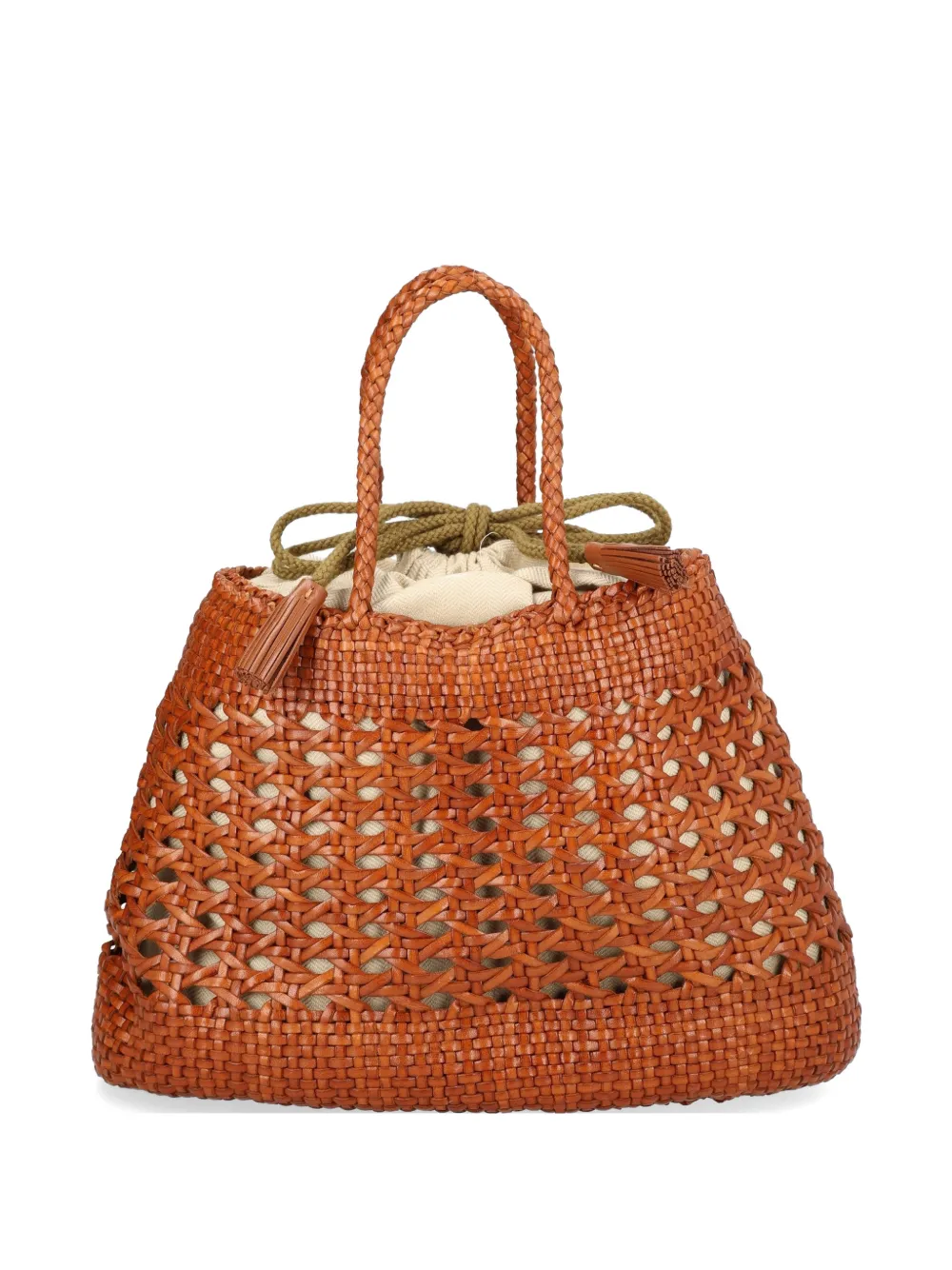 DRAGON DIFFUSION Santa Cano Tan woven shoulder bag - Marrone