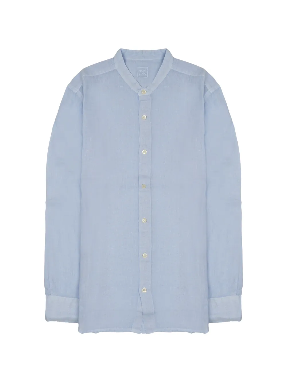 120% Lino band-collar linen shirt - Blu
