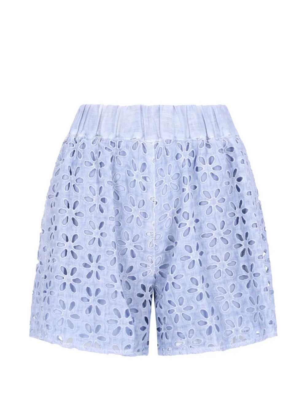 120% Lino broderie-anglaise cotton shorts - Blu