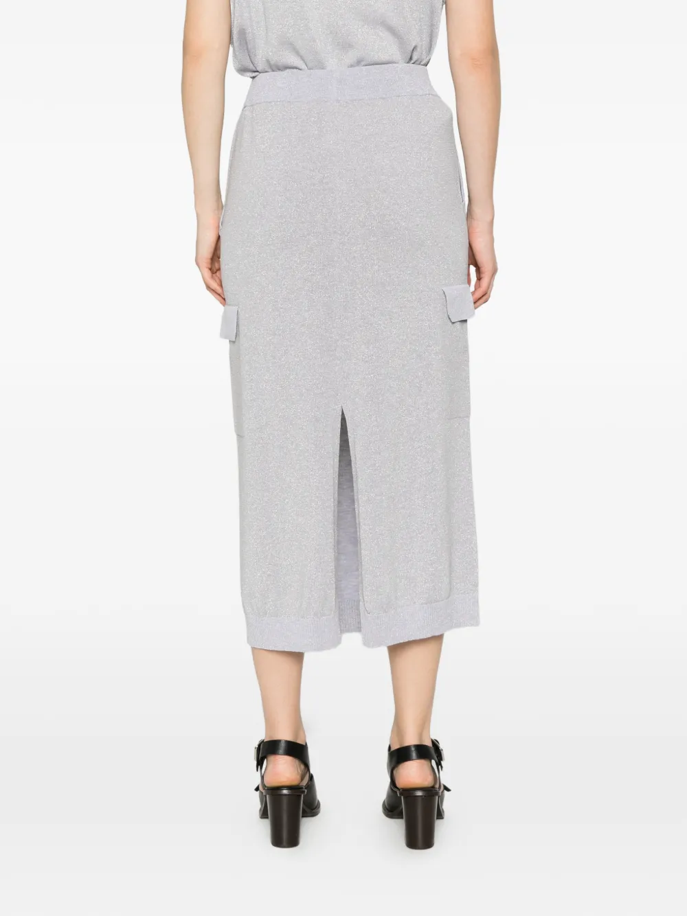 Peserico Midi-rok met metallic-effect en cargo zak Grijs
