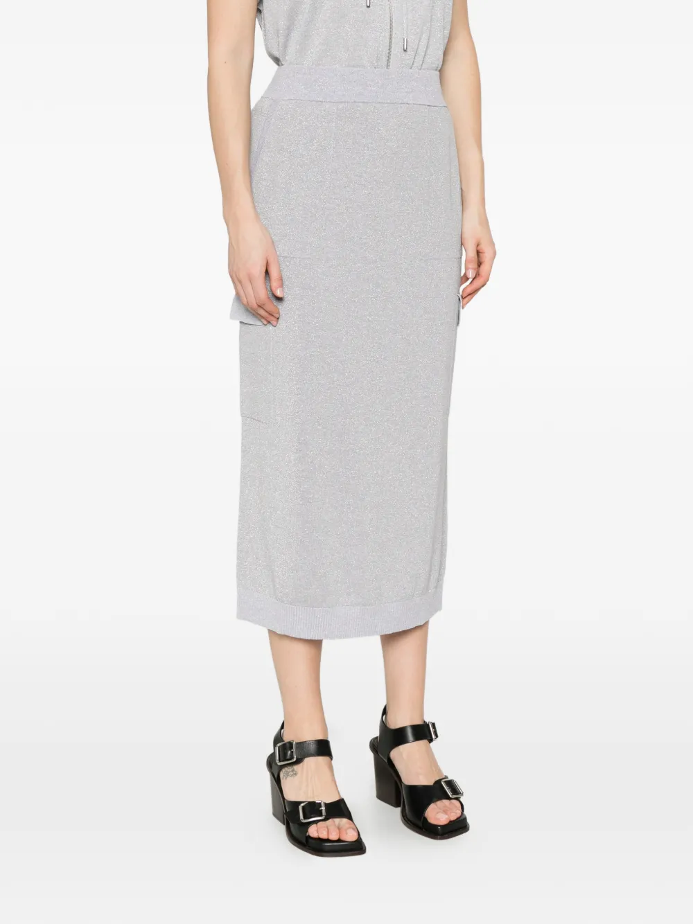 Peserico Midi-rok met metallic-effect en cargo zak Grijs