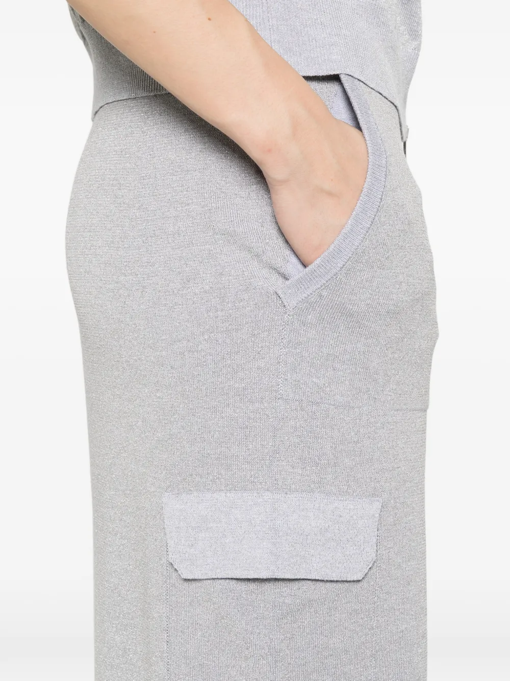 Peserico Midi-rok met metallic-effect en cargo zak Grijs