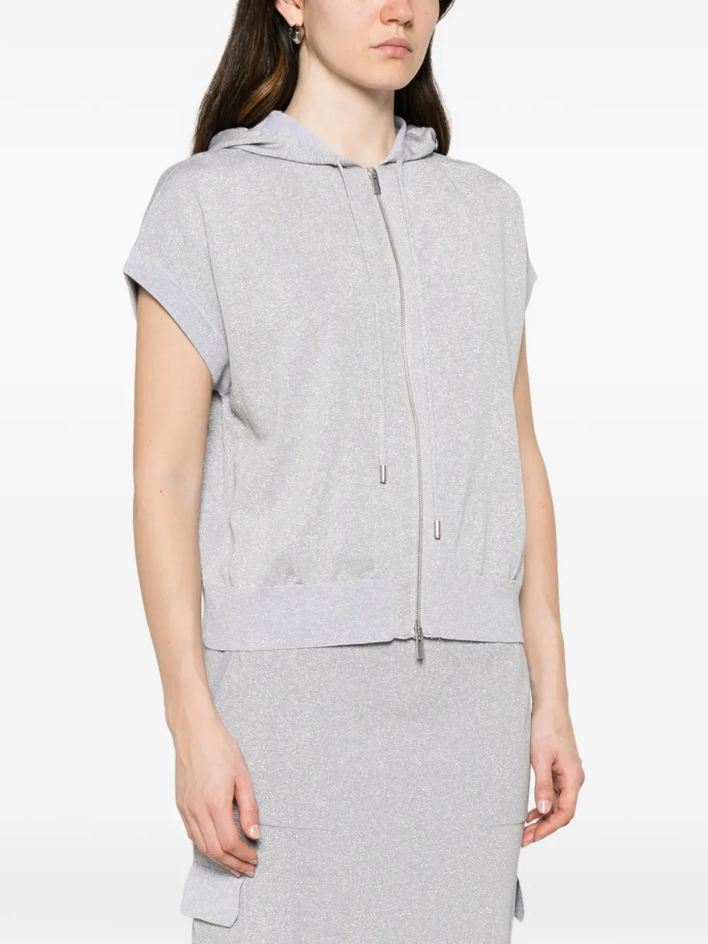 Peserico Vest met kapmouwen en rits Grijs