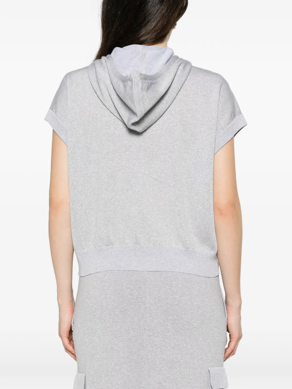 Peserico Vest met kapmouwen en rits Grijs