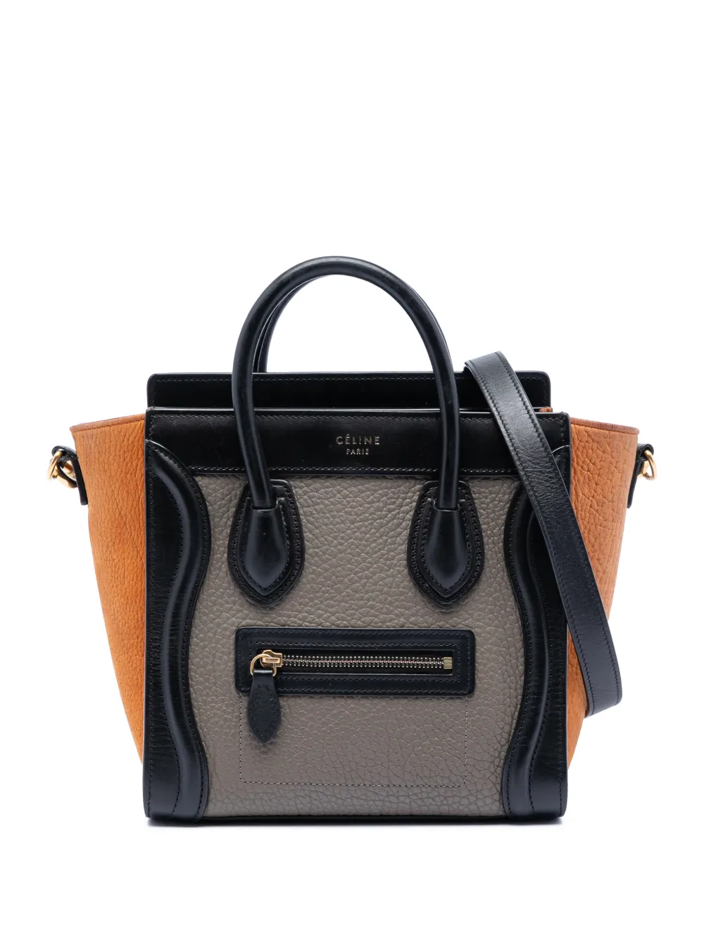 Celine Pre-Owned 2016 Nano Tricolor Leather Luggage Tote satchel - Marrone