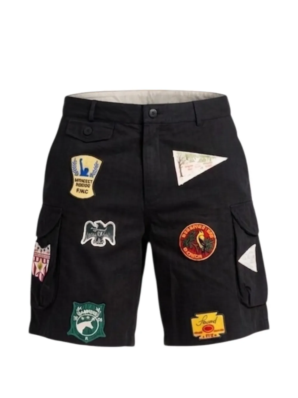 FOUND Cargo corti con design patchwork - Nero