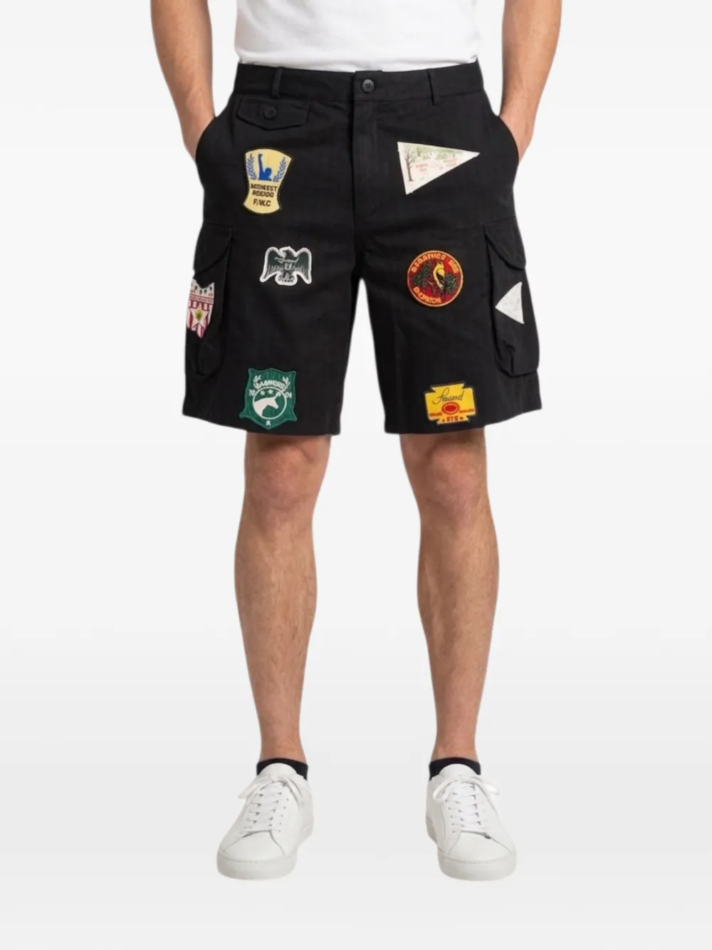  Found Cargo Corti Con Design Patchwork - Nero 