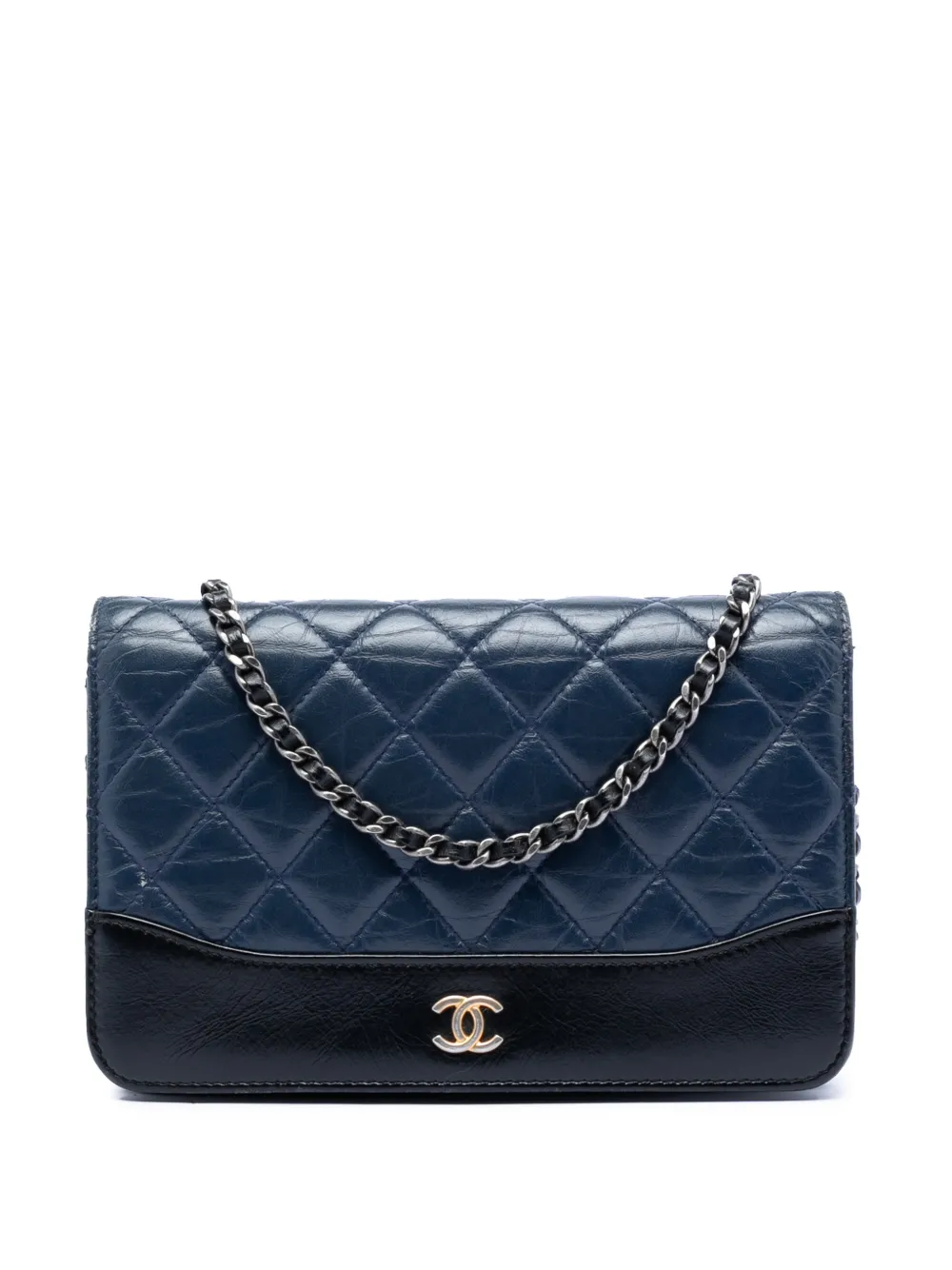 CHANEL Pre-Owned 2018 Quilted Aged Calfskin Gabrielle Wallet On Chain crossbody bag - Blu