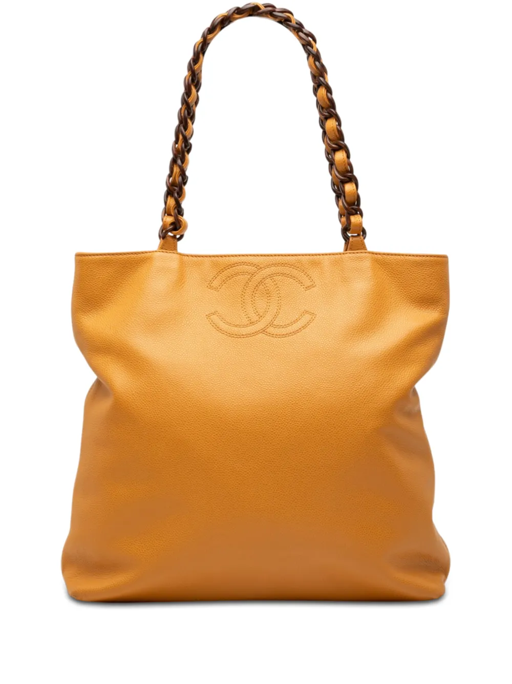 CHANEL Pre-Owned 2000-2002 CC Caviar Tortoise Chain tote bag - Giallo