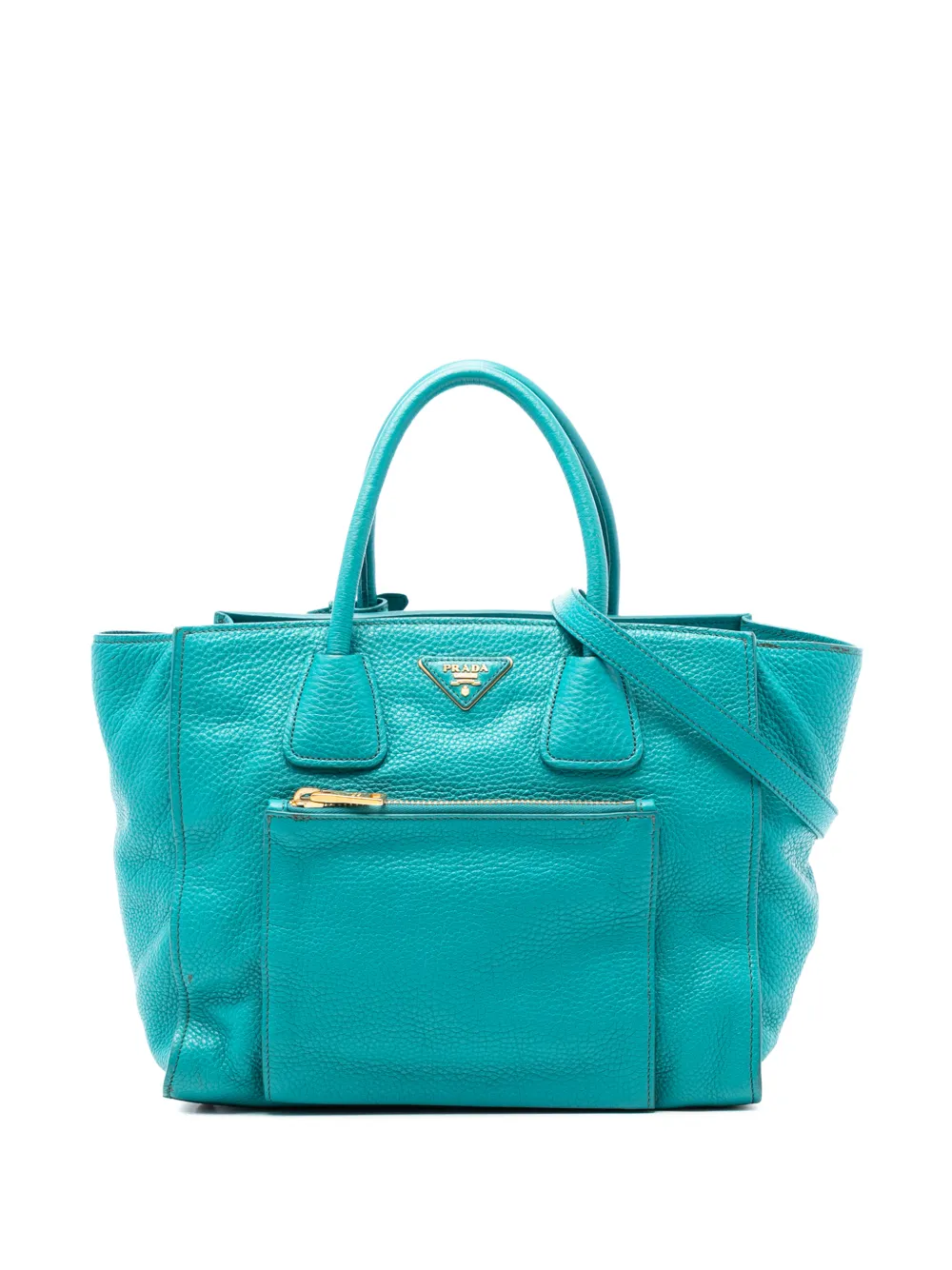 Prada Pre-Owned 2013-2025 Vitello Daino Front Pocket Open Convertible Tote satchel - Blu