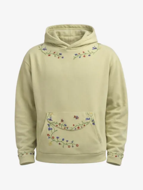 FOUND hættetrøje med blomsterbroderi
