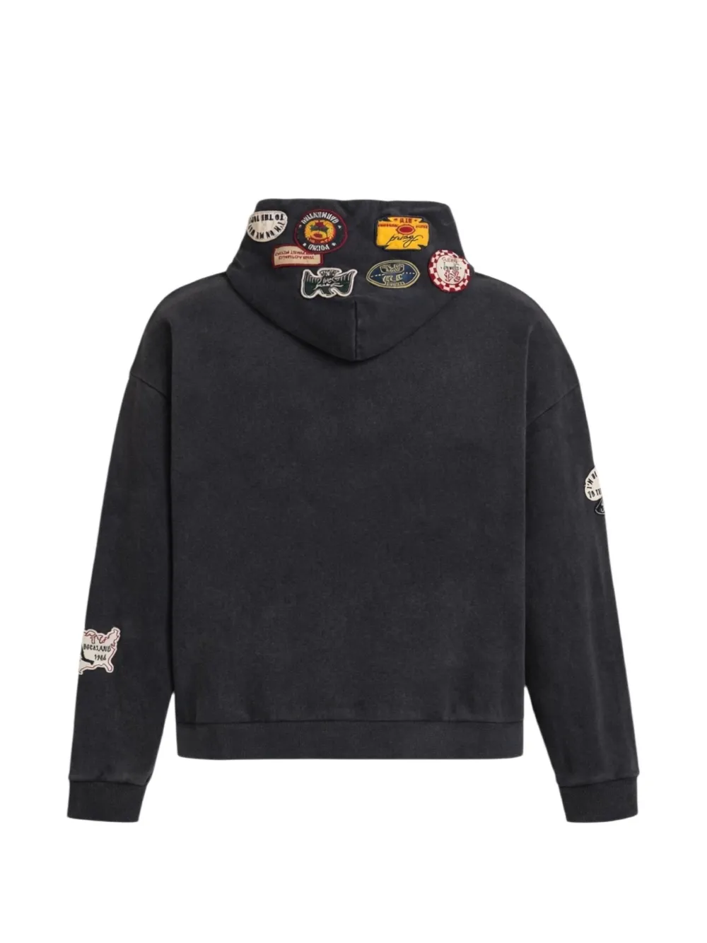 FOUND Hoodie met patchwork Zwart