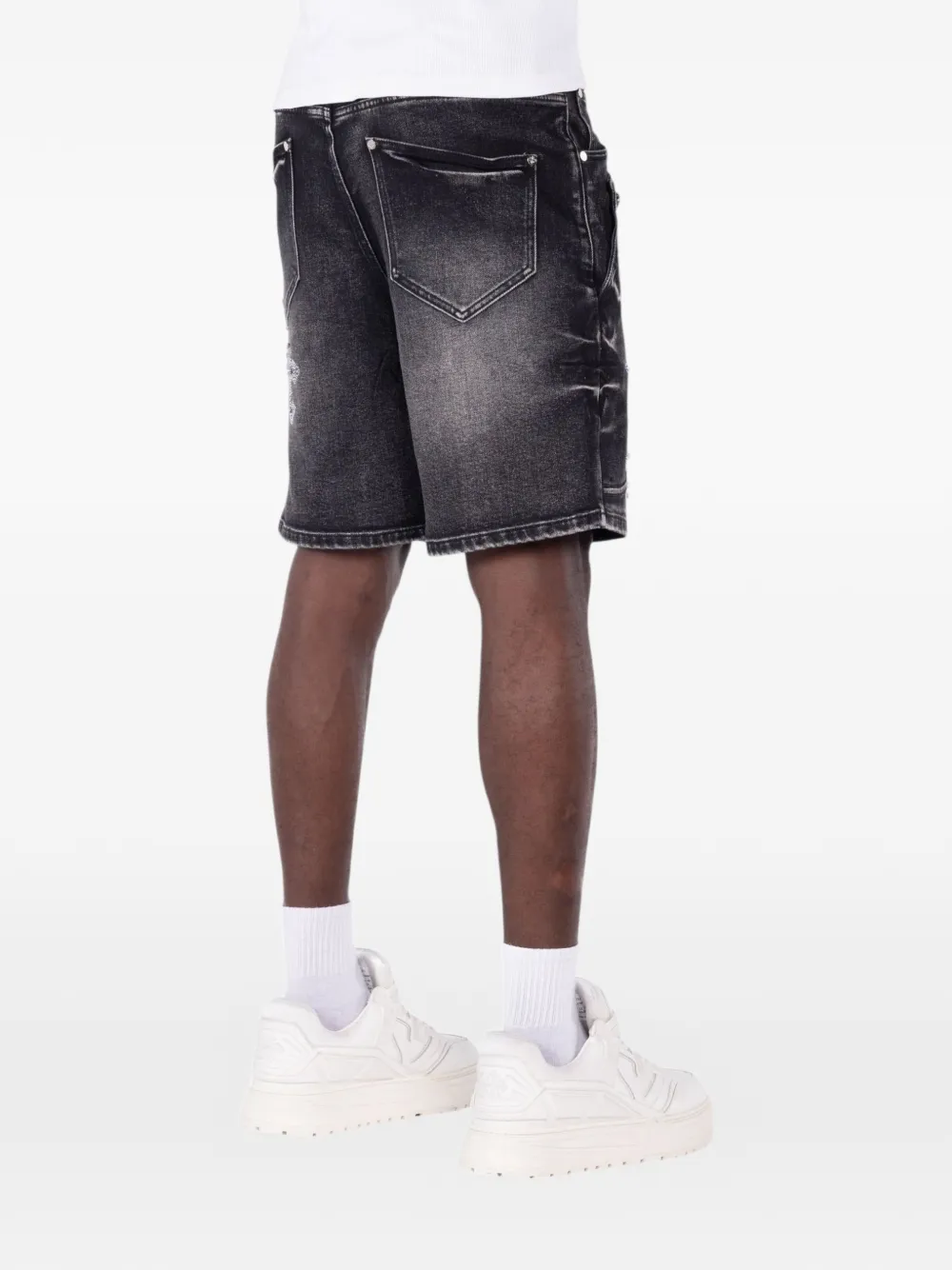  Guapi Shorts Denim Con Strass - Nero 