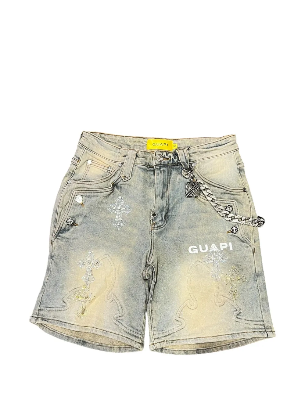GUAPI embellished chain shorts - Blu