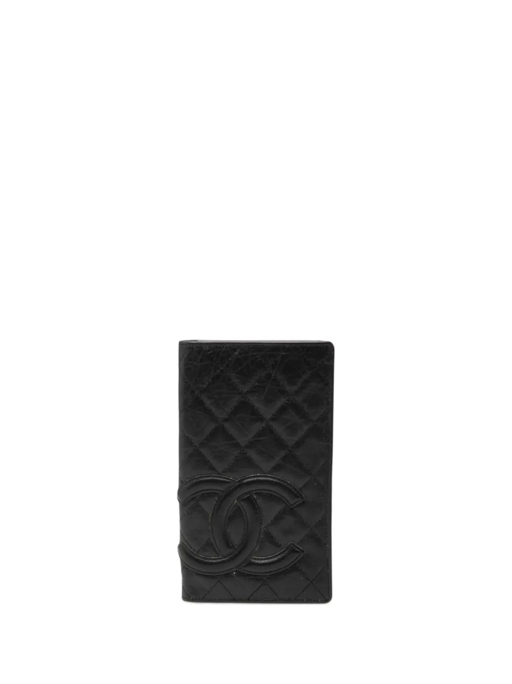 CHANEL Pre-Owned 2008-2009 Quilted Aged Calfskin Cambon Ligne Bifold Wallet long wallets - Nero