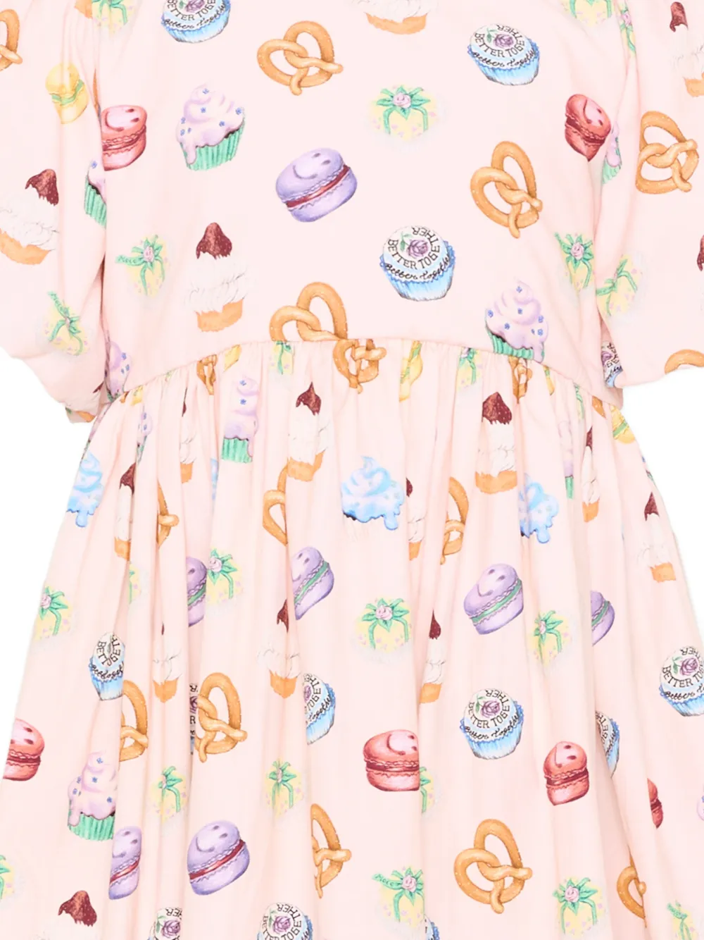 Molo Jurk met pofmouwen en print Roze