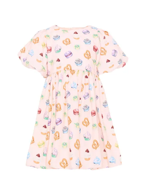 Molo puff-sleeve graphic-print dress