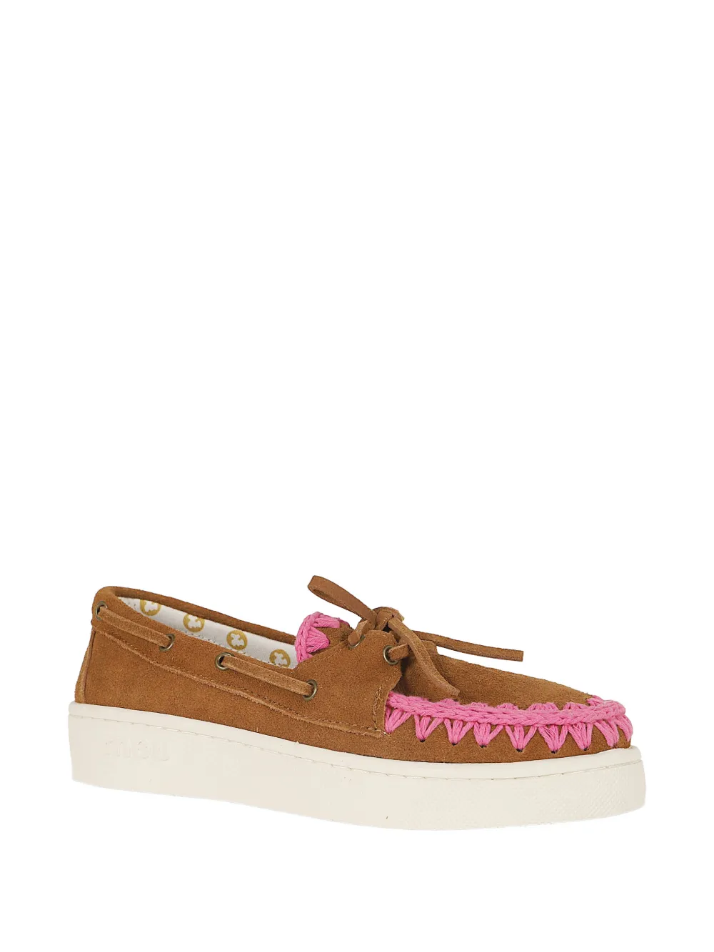 Mou Suède loafers met gehaakte afwerking Bruin