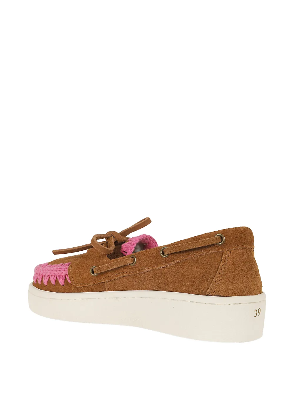 Mou Suède loafers met gehaakte afwerking Bruin