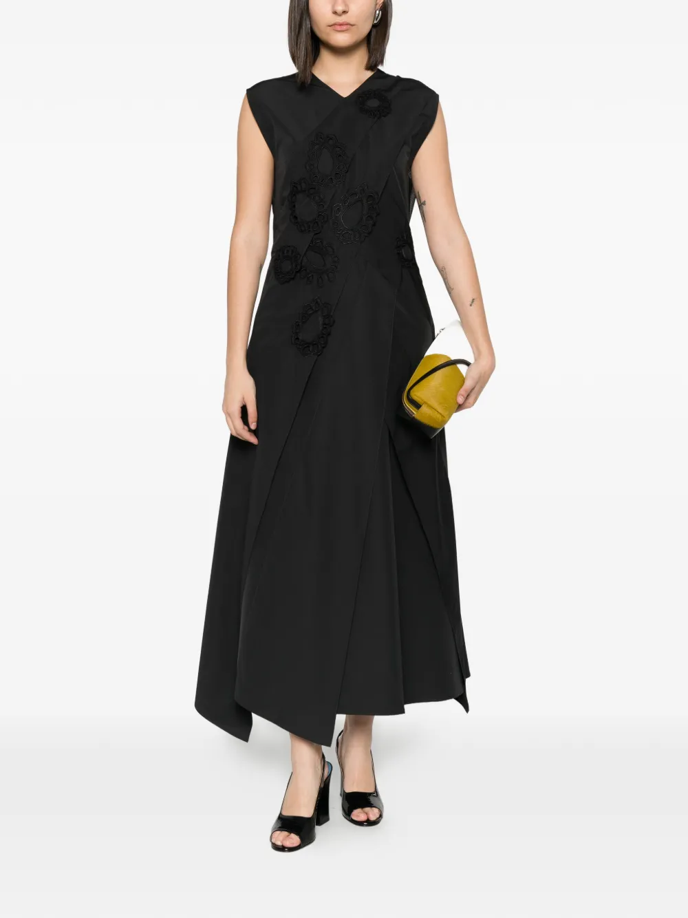 LITKOVSKA embroidered layered maxi dress - Nero