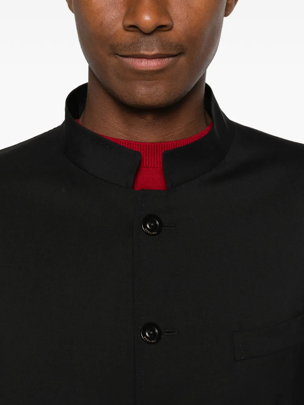 Boglioli Button-up blazer met opstaande kraag Zwart