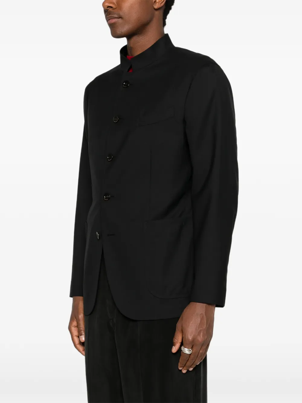 Boglioli Button-up blazer met opstaande kraag Zwart