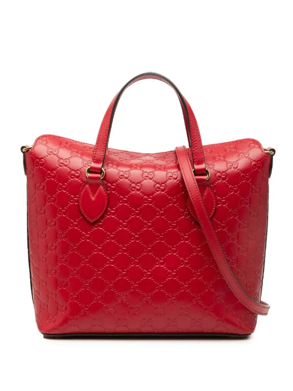 Gucci Pre-owned 2016-2026 Guccissima Linea a Fold Over Satchel in Red