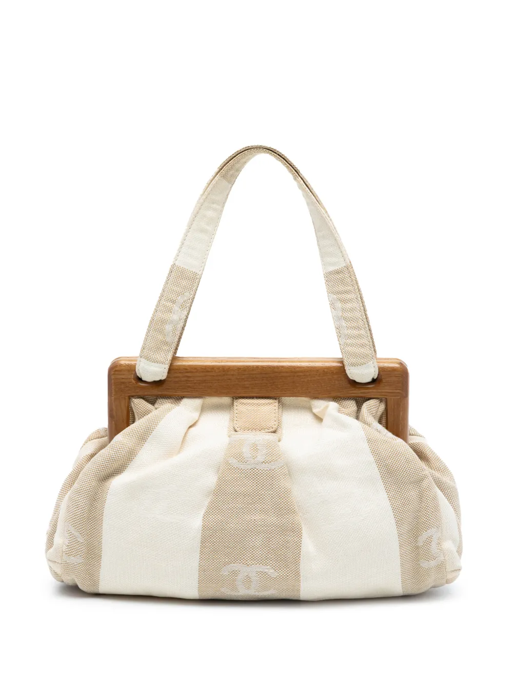 CHANEL Pre-Owned 2004-2005 Canvas Wooden Clam Shell handbag - Bianco