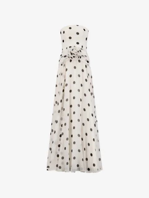 Adamaris polka-dot floral-appliqué maxi dress