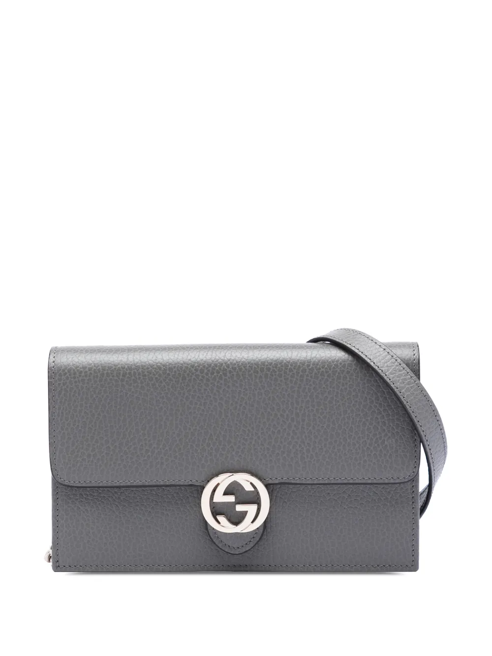 Gucci Pre-Owned 2000-2015 Leather Interlocking G Dollar Wallet on Chain crossbody bag - Grigio