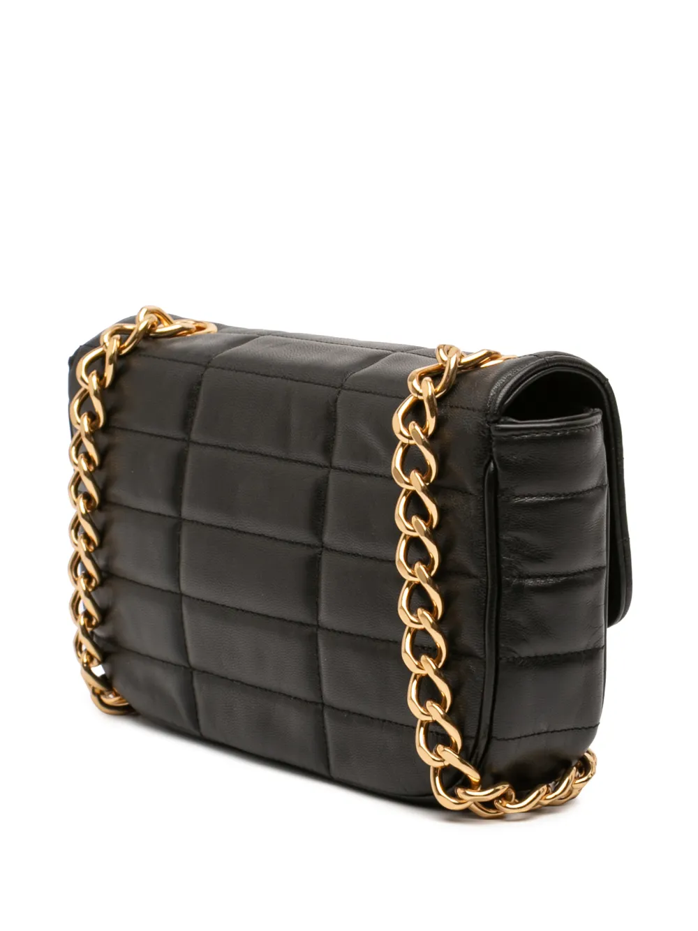 Celine Pre-owned 2022 Matelasse Goatskin Monochrome Chain Shoulder Bag in Black, view 3