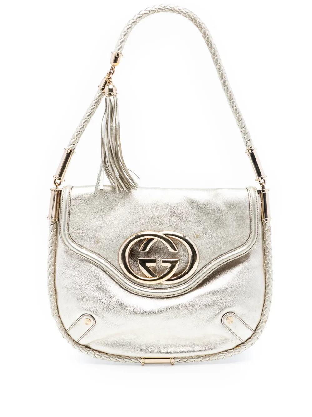 Gucci Pre-Owned 2000-2015 Medium Metallic Calfskin Britt Tassel Flap shoulder bag - Oro