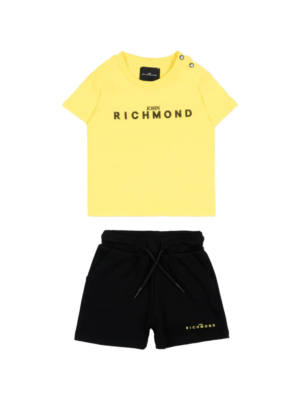 John Richmond Junior logo-print T-shirt and shorts set - Giallo