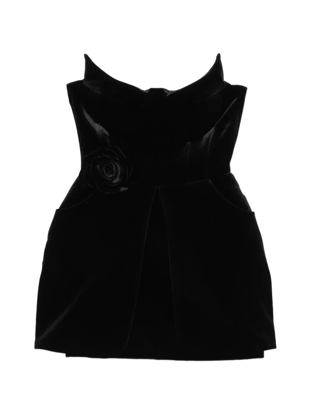 Adamaris rose-detail strapless mini dress - Black