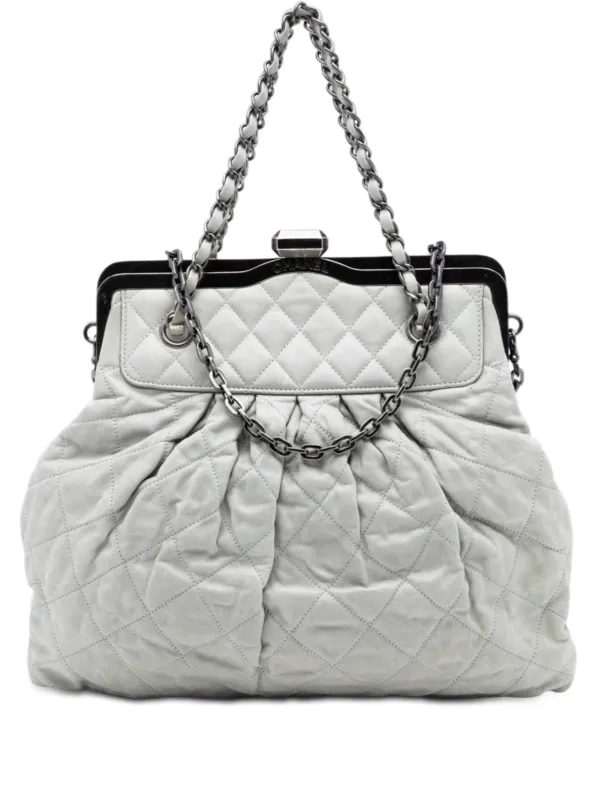 Chanel Pre-owned 2010-2011 Iridescent Calfskin Chic Quilt Frame Satchel in Grey